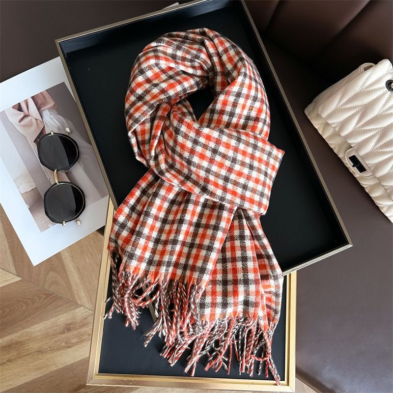 Autumn Winter Women British Style Cashmere Plaid Warm Scarf