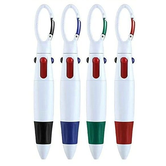 Simple Creative Portable Hanging Buckle Mountaineering Buckle Four-Color Ballpoint Pen