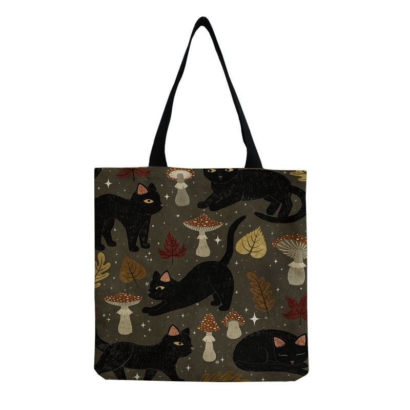 Fashionable Foldable Portable Cute Cat Group Printing Shopping Bag