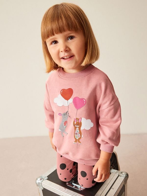 Kids Toddler Girls Spring Autumn Casual Cute Cartoon Print Long Sleeve Sweatshirts Pants Sets