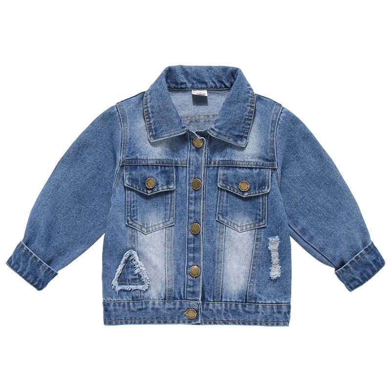 Kids Boys Basic Lapel Long Sleeve Single-breasted Denim Coat