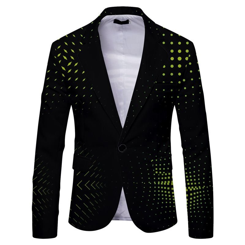 Men Spring Autumn Fashion Casual Party Stripe Print Long Sleeve Lapel Suit Coat