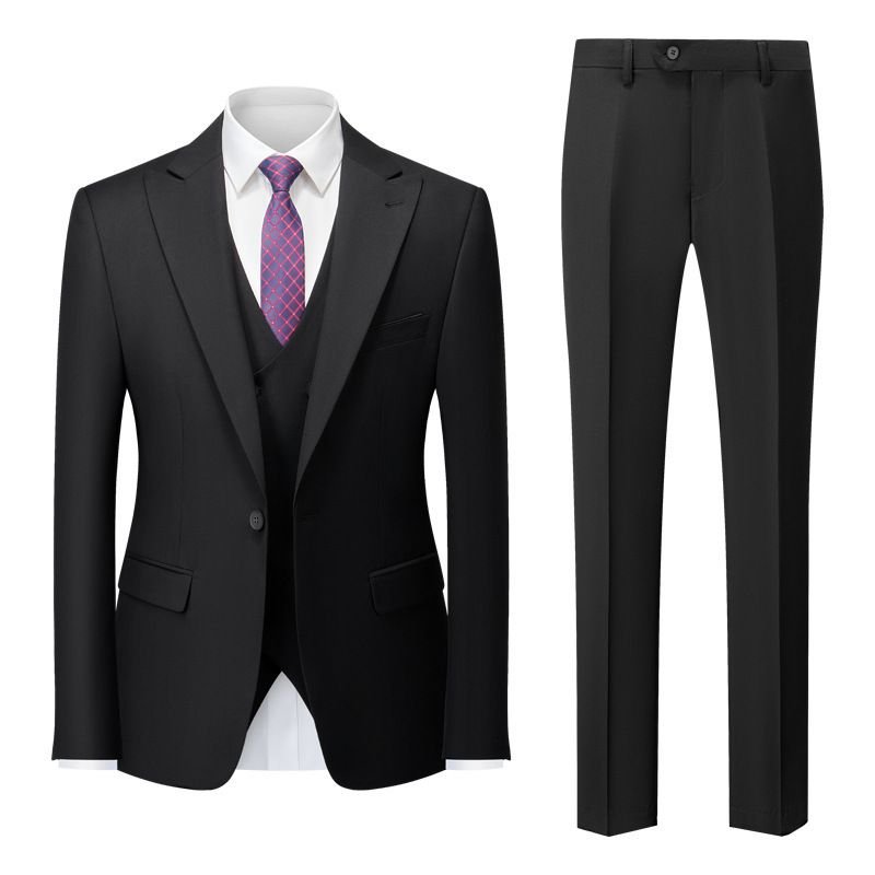 Men Business Wedding Office Solid Color Long Sleeve Lapel Suit Pants Plus Size Sets