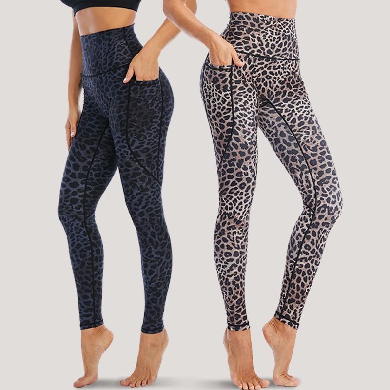 Women Casual High Waist Leopard Printed Quick Drying Yoga Leggings