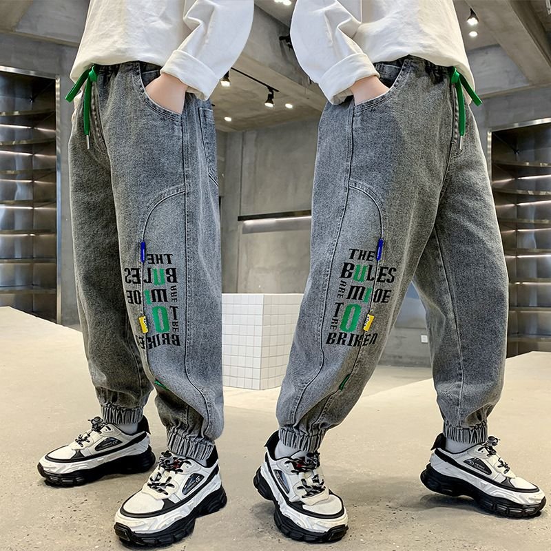 Kids Toddler Boys Spring Autumn Fashion Casual Letter Print Jogger Jeans