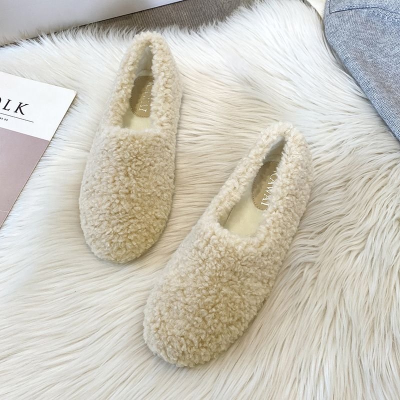 Winter Fashion Solid Color Plush Flat Loafers