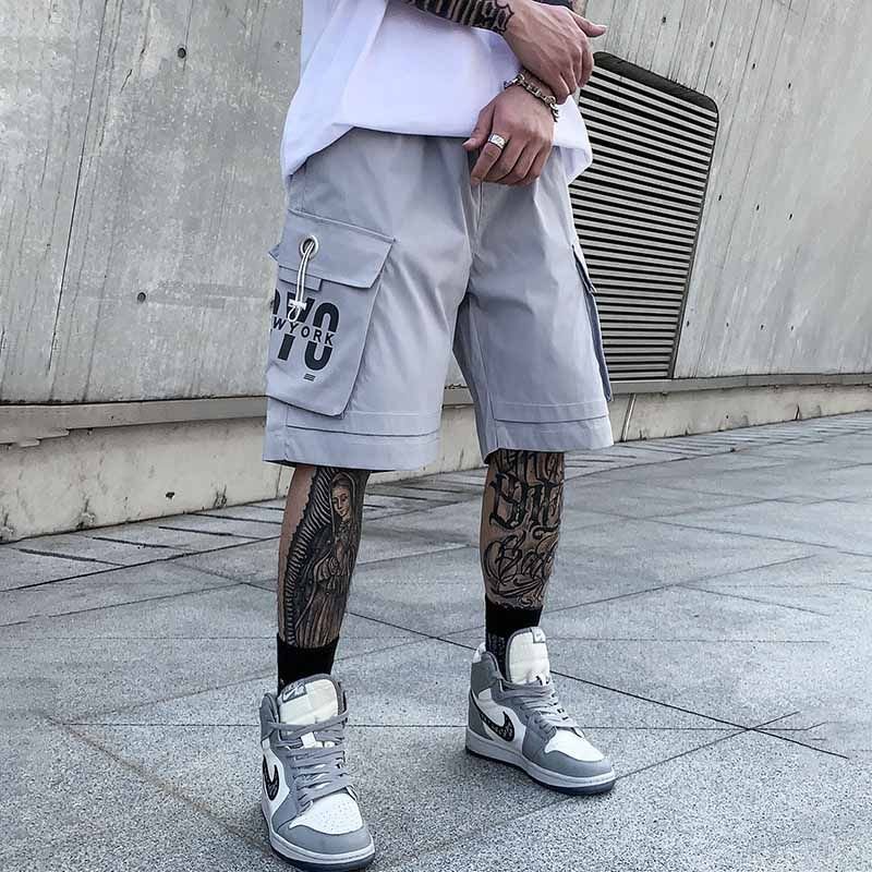 Men Fashion Casual Letters Print Cargo Shorts