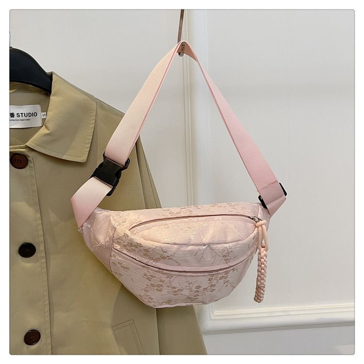 Women Fashion Casual Solid Color Silk Chest Bag