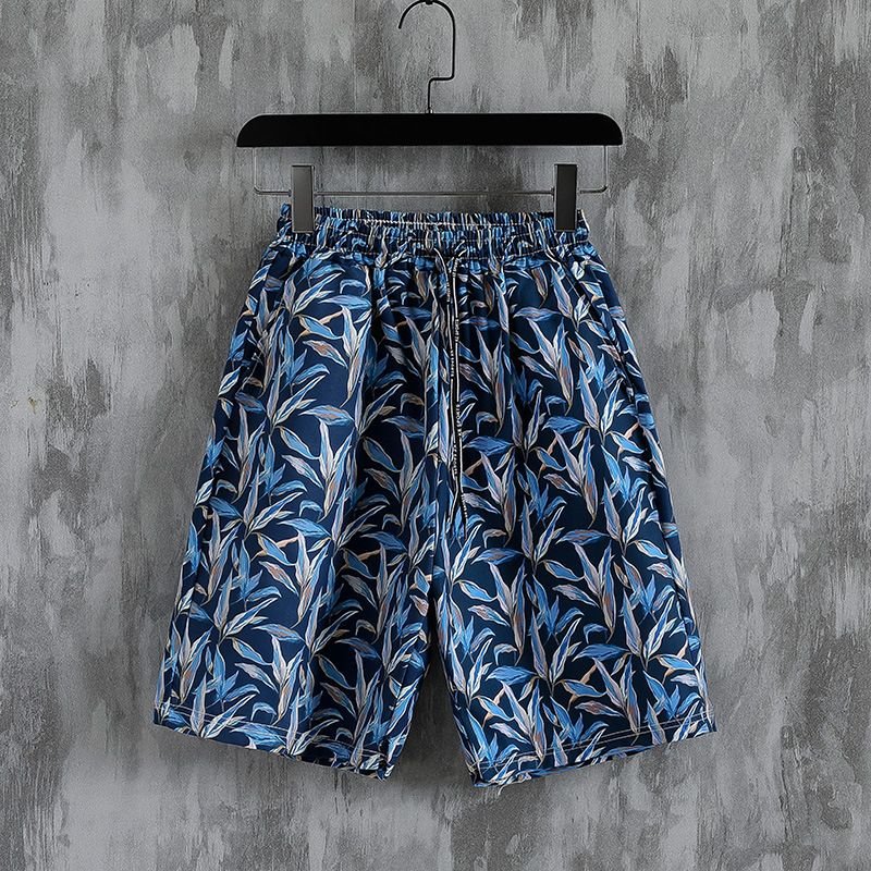 Men Casual Holiday Tiny Flower Print Plus Size Beach Shorts