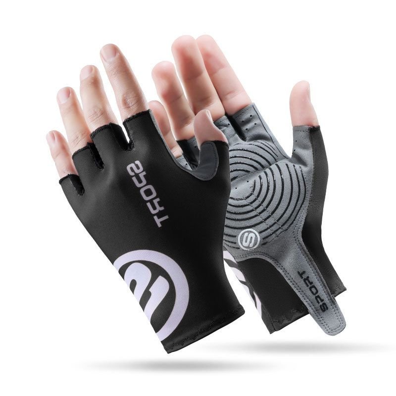 Summer Outdoor Sports Ice Silk Non-Slip Sunscreen Breathable Half-Finger Cycling Gloves