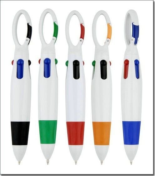 Simple Creative Portable Hanging Buckle Mountaineering Buckle Four-Color Ballpoint Pen