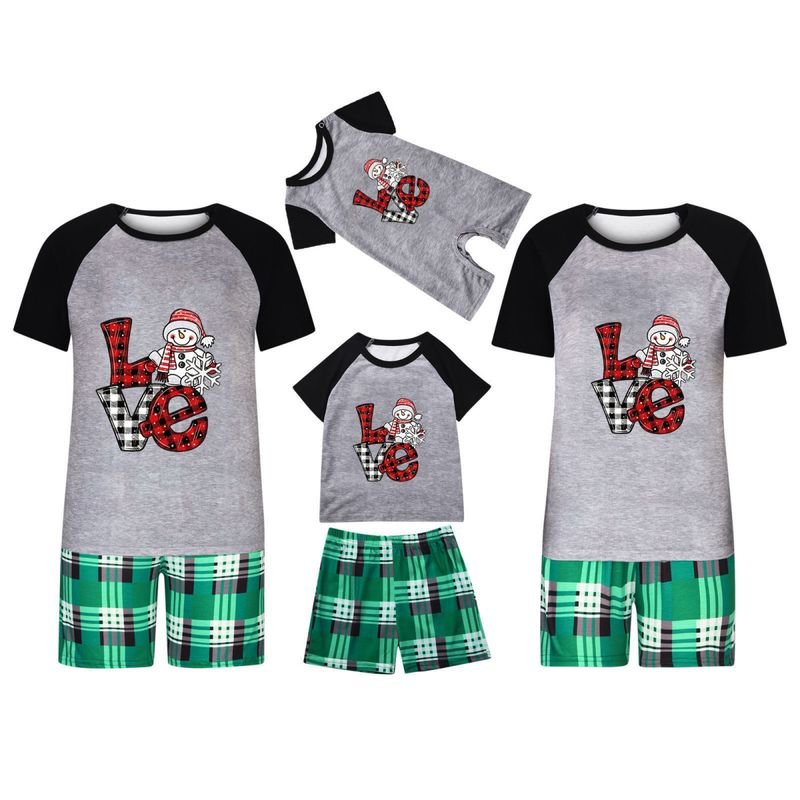 Simple Cartoon Christmas Tree Print Round Neck Short-Sleeved Top Shorts Home Parent-Child Pajamas Set