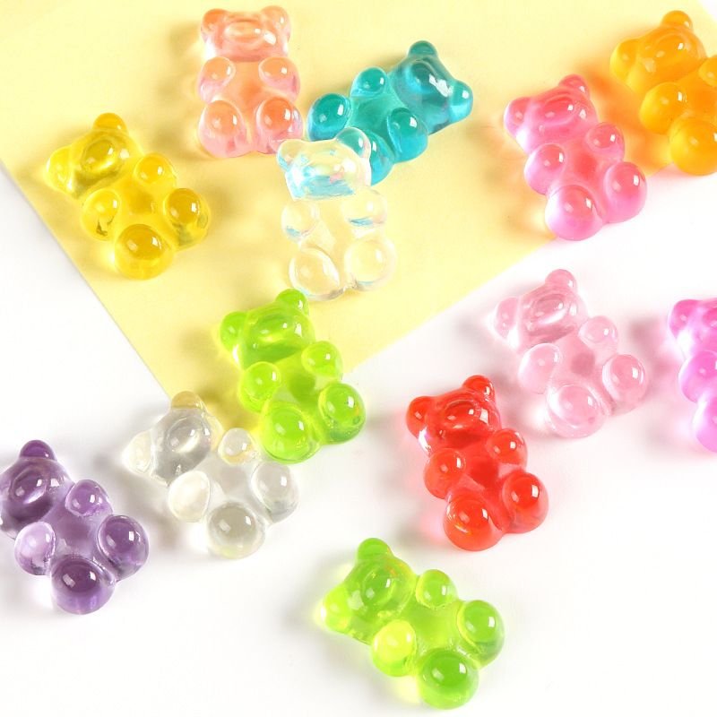 Nail Art Cartoon Transparent Jelly Bear Resin Accessories 20pcs/pack