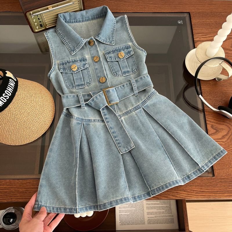 Children Fashion Girl Sleeveless Denim Dress