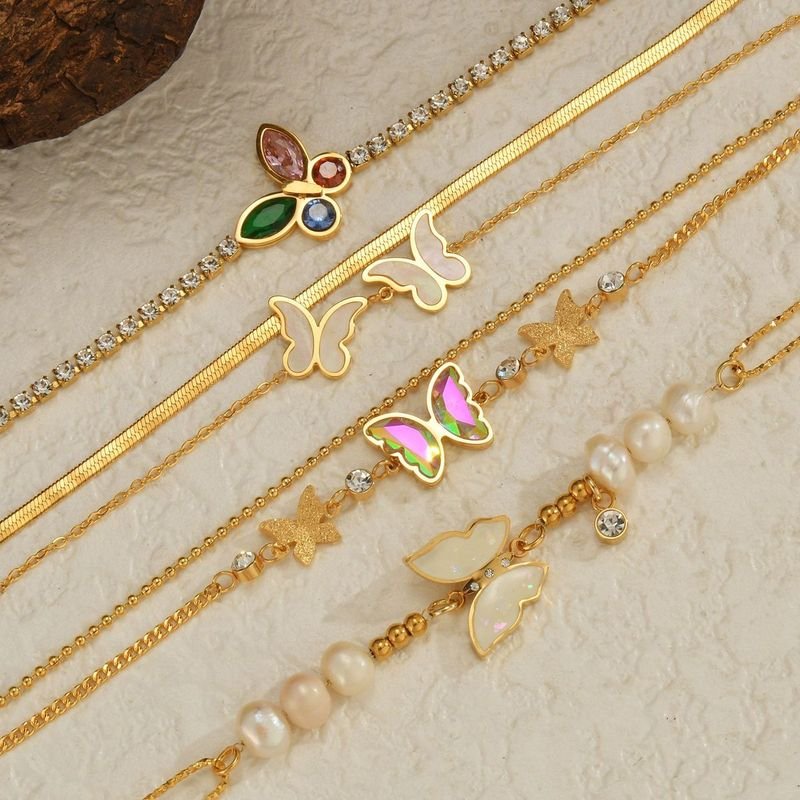 Women Fashion Simple Butterfly Pearl Bracelet