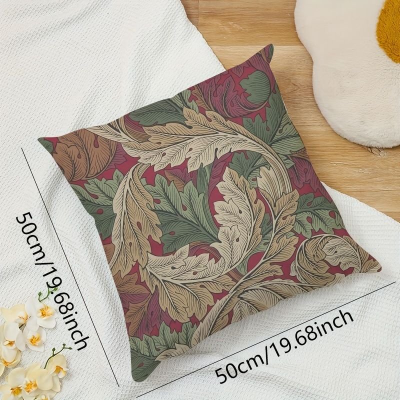 Vintage Leaf Pattern Single-Sided Printed Home Sofa Cushion Cover