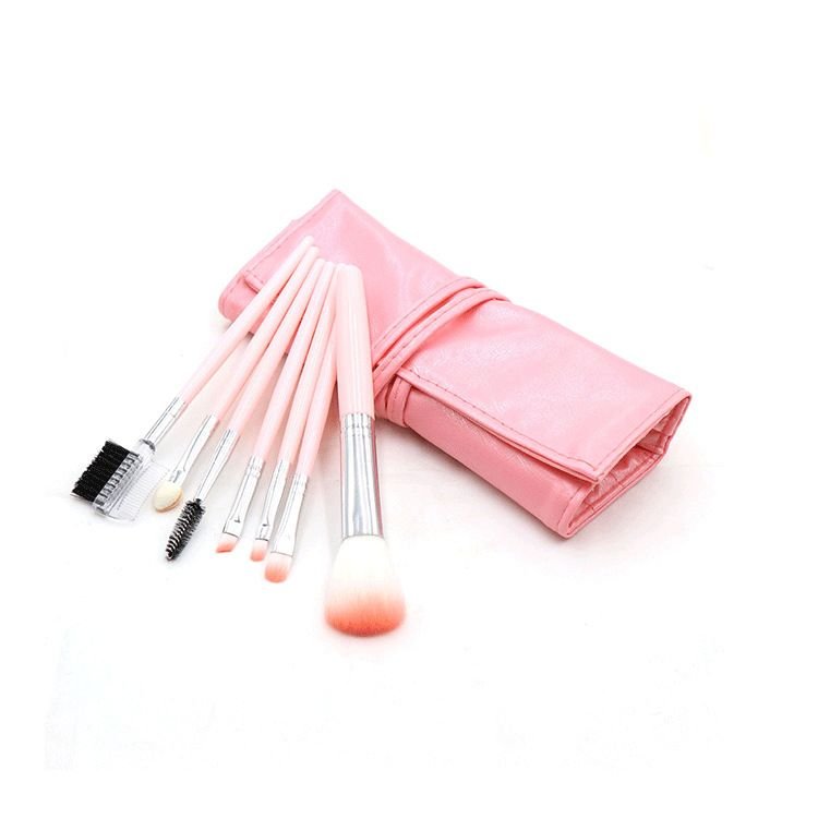 Women Simple 7 Eye Shadow Blush Makeup Brush PU Makeup Bag