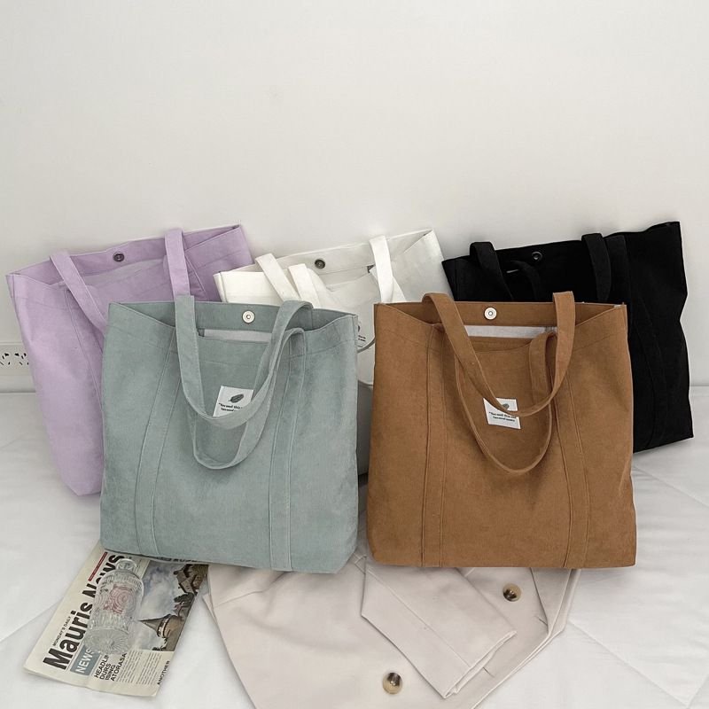 Women Fashionable Simple Solid Color Large Capacity Canvas Tote Bag