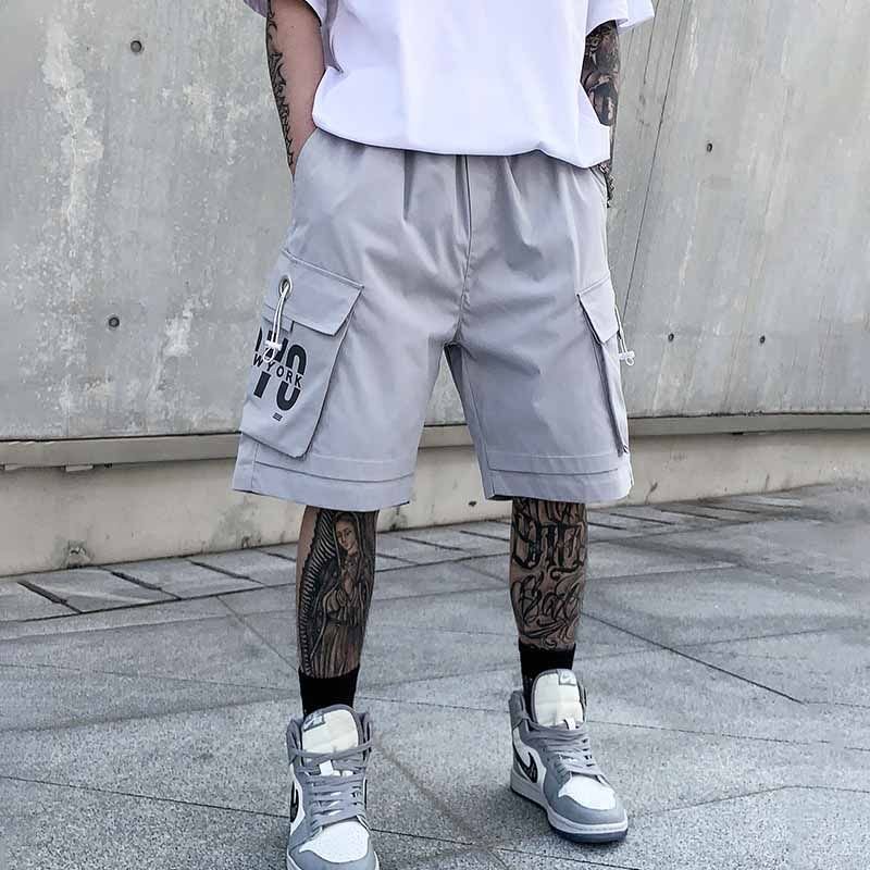 Men Fashion Casual Letters Print Cargo Shorts