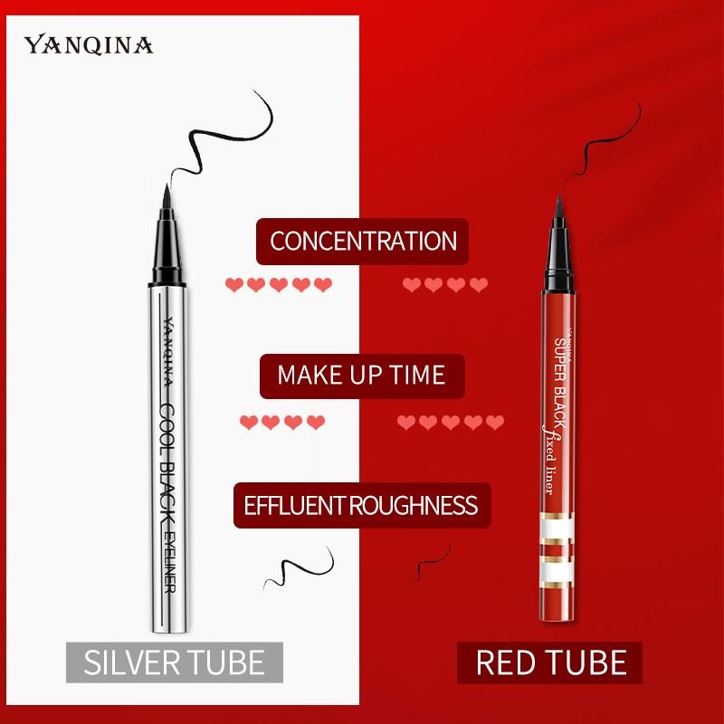 Silver Tube Red Tube Waterproof Anti-Sweat Anti-Oil Non-Blooming Eyeliner Pen