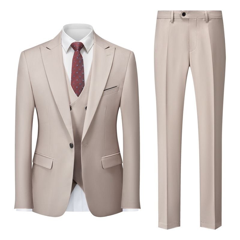 Men Business Wedding Office Solid Color Long Sleeve Lapel Suit Pants Plus Size Sets