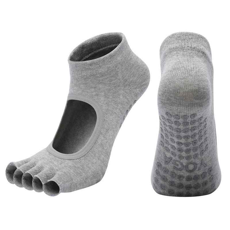 Combed Cotton Half Toe Open Back Yoga Socks