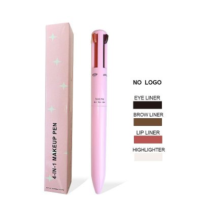 OEM Women Simple Four Color Lip Line High Gloss Eyeliner Eyebrow Pencil 4 In 1 Makeup Pen