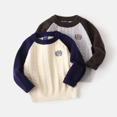 Kids Toddler Boys Fall Winter Casual Cute Color Matching Long Sleeve Knitwear Sweater