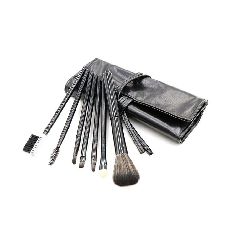 Women Simple 7 Eye Shadow Blush Makeup Brush PU Makeup Bag