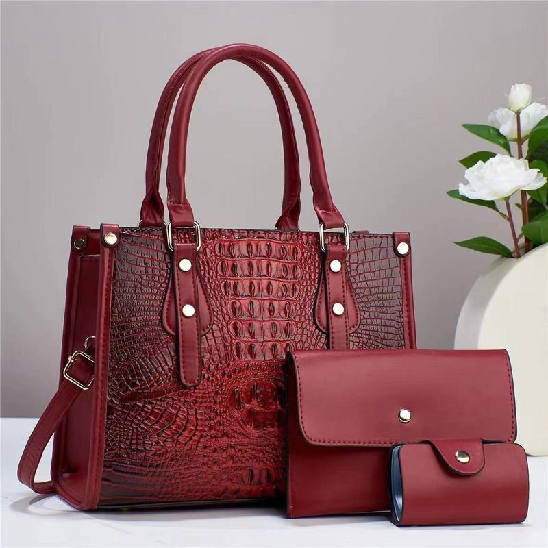 Women Elegant Crocodile Print Large-Capacity Handbag Sets