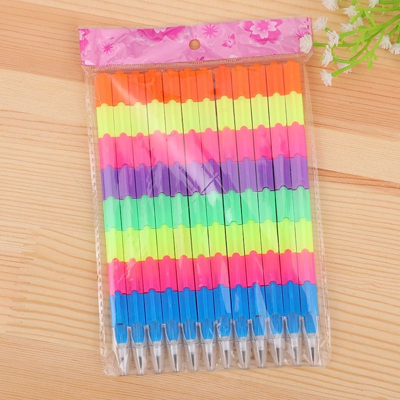 Simple Creative Multifunctional Bullet Block Changes 8 Rainbow Pencil 12-Bag