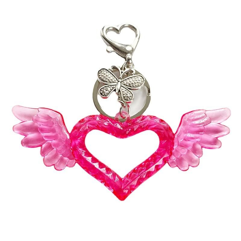 Women'Y2K Sweet Cool Acrylic Heart Shape Wings Flame Bell Butterfly Keychain