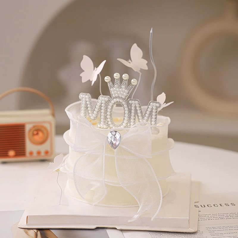 Mom Mother'S Day Cake Decor Pearl Queen Mom Plug-In