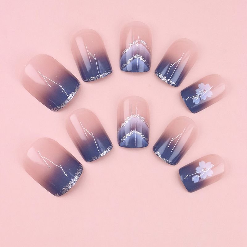 Clear And Simple Style Blue Simi Small Flower Removable Nail Art