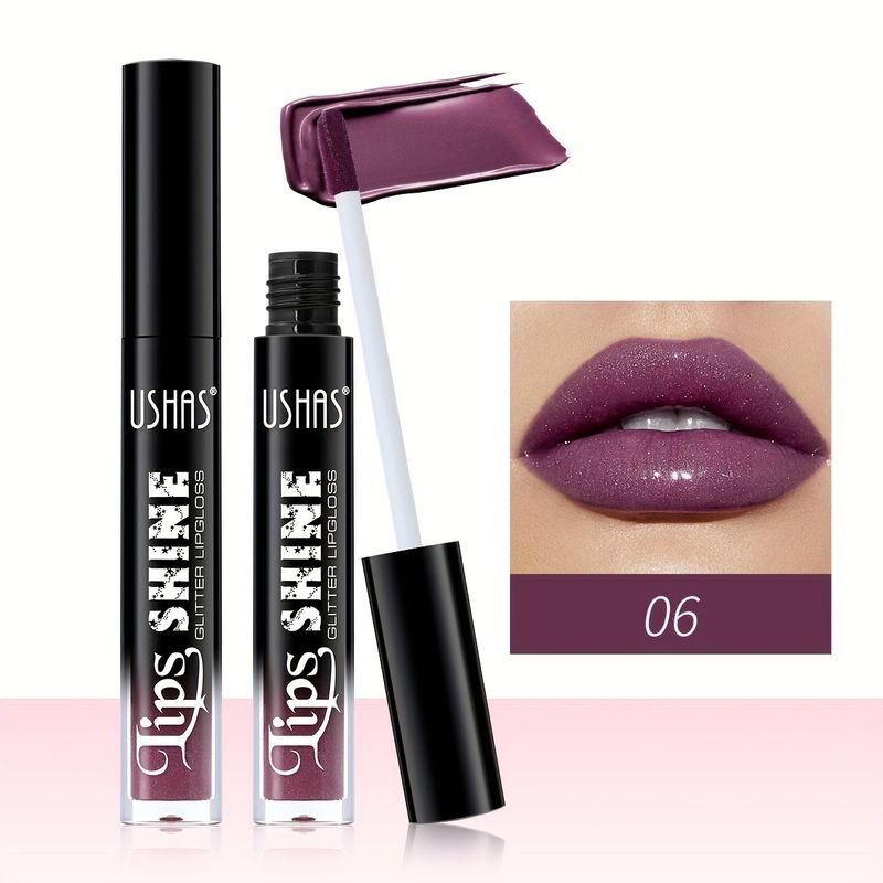 USHAS Women Simple Non-Blooming Moisturizing Fine Glittering Pearl Lip Glaze