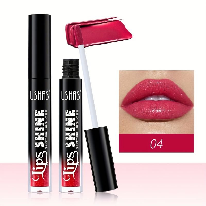 USHAS Women Simple Non-Blooming Moisturizing Fine Glittering Pearl Lip Glaze