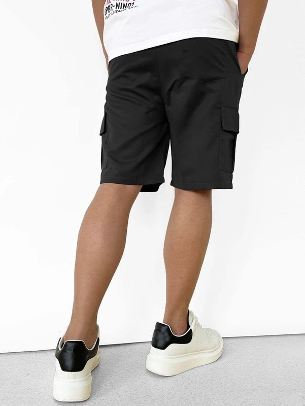 Men Summer Fashion Casual Solid Color Multi-Pocket Loose Cargo Shorts