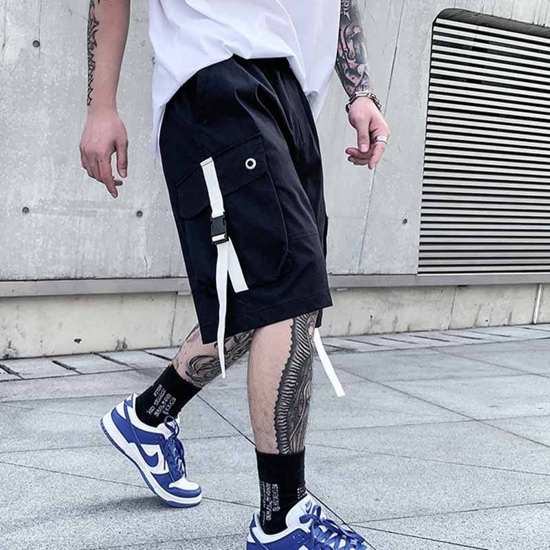 Men Fashion Casual Letter Print Loose Cargo Shorts