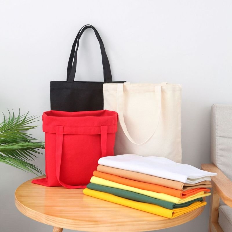 Women Simple Solid Color Canvas Shopping Bag