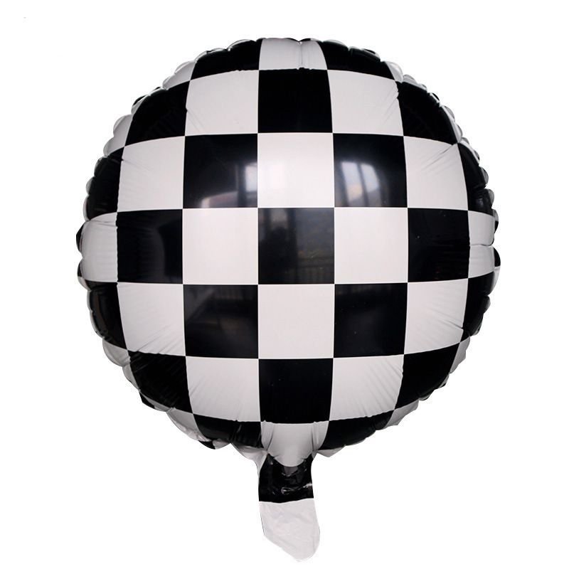 18 Inch Round Black White Stripe Plaid Aluminum Balloon Festival Party Venue Layout